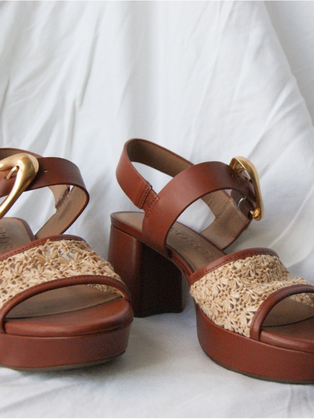 Aerosoles Brown  & Cream Woven Platform Sandals - Women
